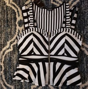 NWT Bebe evening zip striped peplum tank